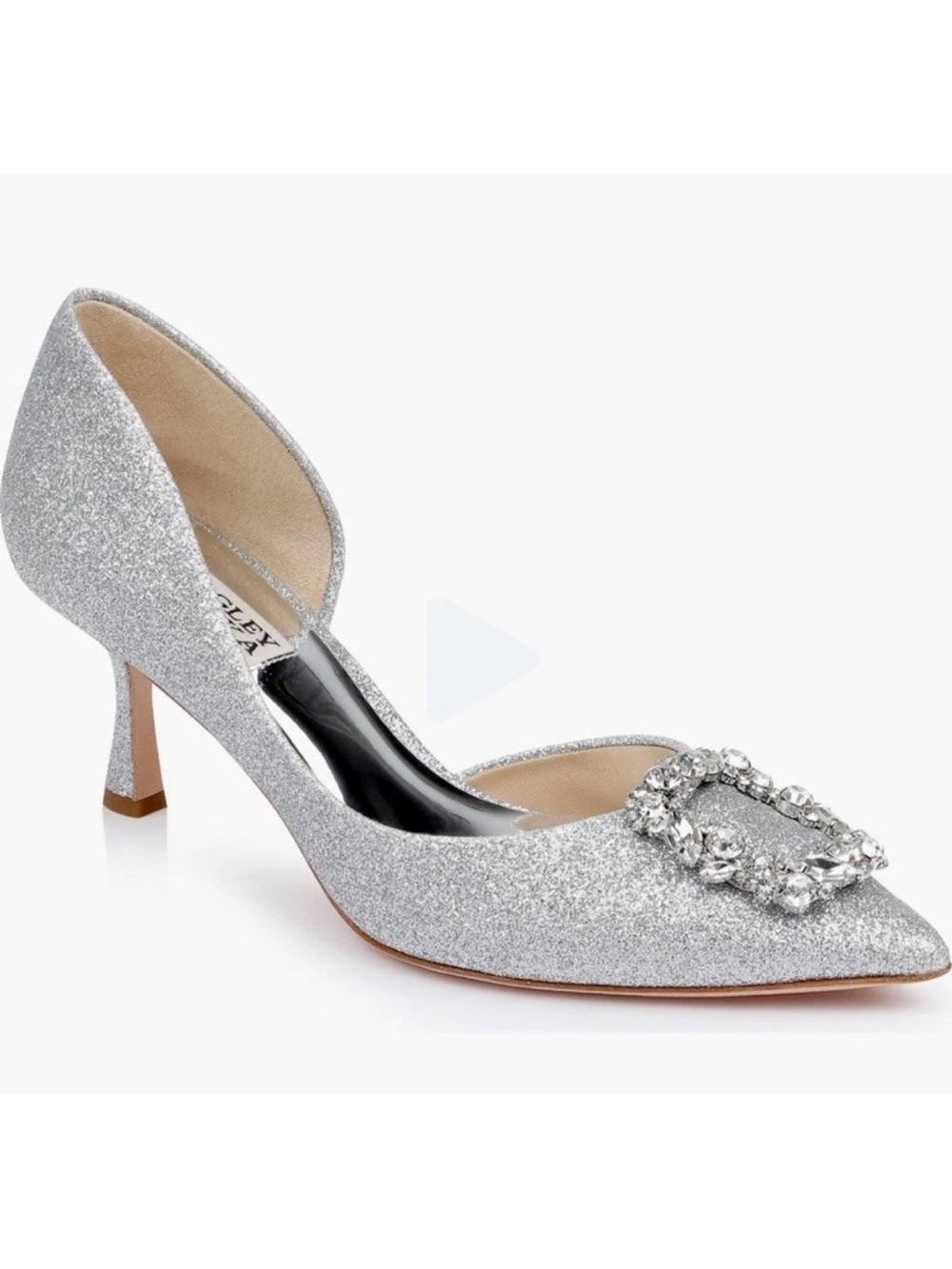 Badgley Mischka Fabia Embellished Pump Women's Silver Textile Size US 8.5